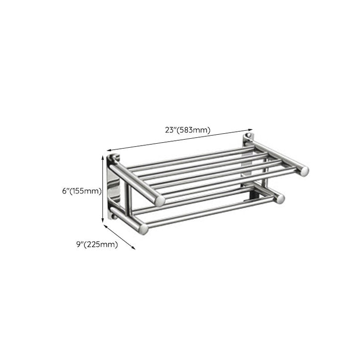 BowLift | Polished Chrome Modern Bathroom Accessory Set in Stainless Steel with Bath Shelf/Towel Bar