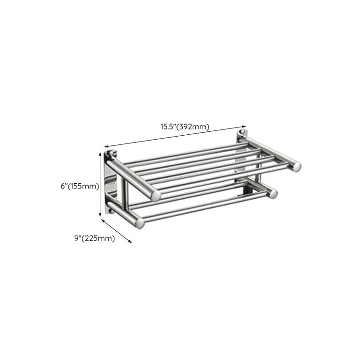 BowLift | Polished Chrome Modern Bathroom Accessory Set in Stainless Steel with Bath Shelf/Towel Bar