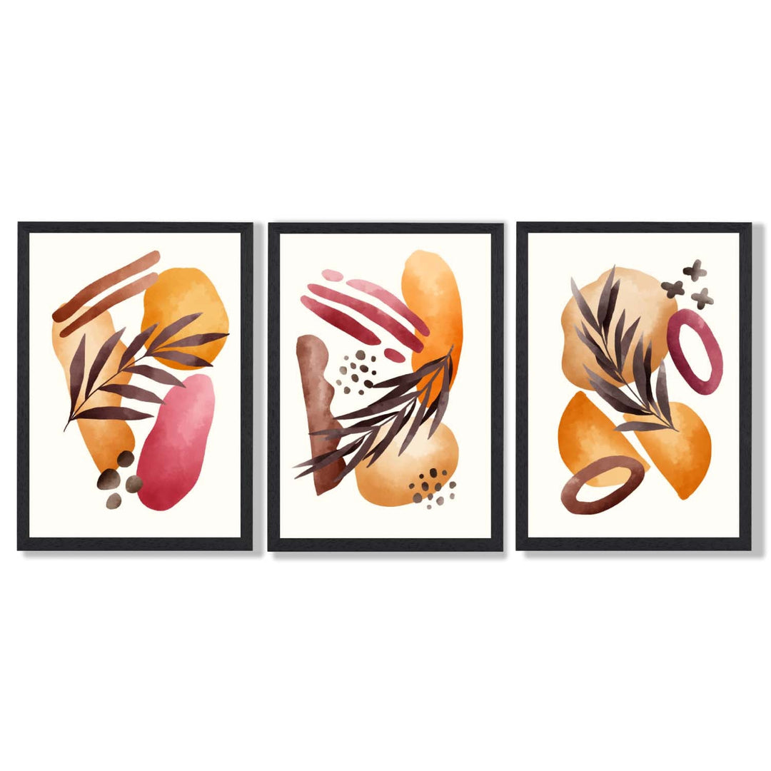 Abstract Autumn Tropical Set of 3 Framed Art Prints | Bowlift