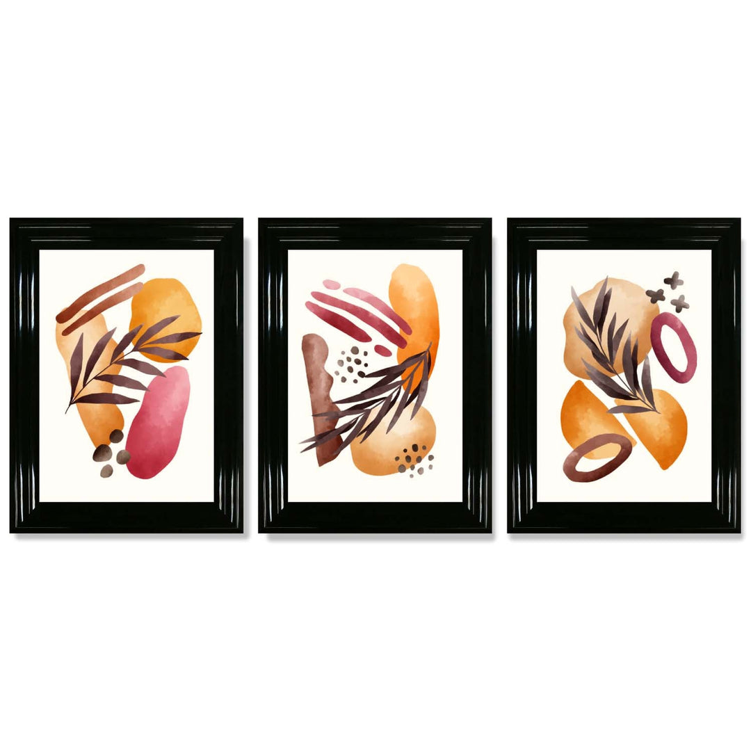 Abstract Autumn Tropical Set of 3 Framed Art Prints | Bowlift