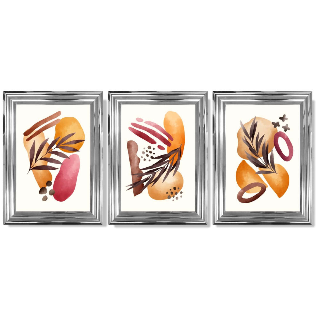Abstract Autumn Tropical Set of 3 Framed Art Prints | Bowlift