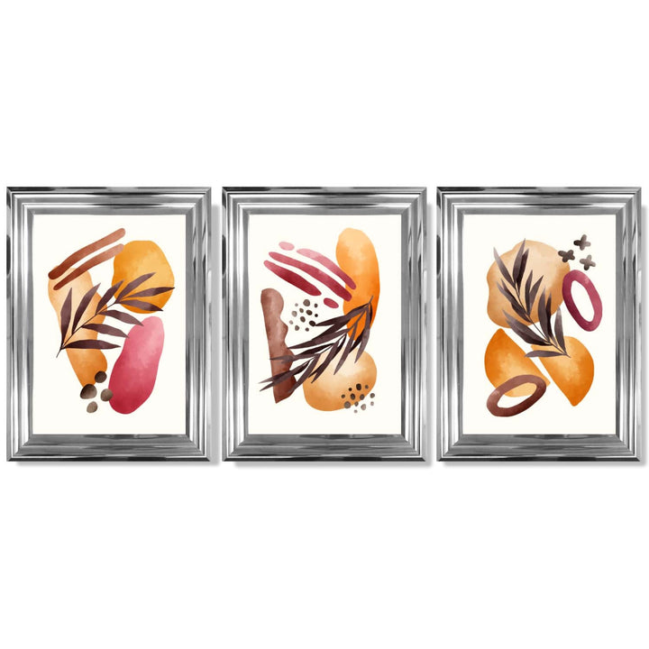 Abstract Autumn Tropical Set of 3 Framed Art Prints | Bowlift