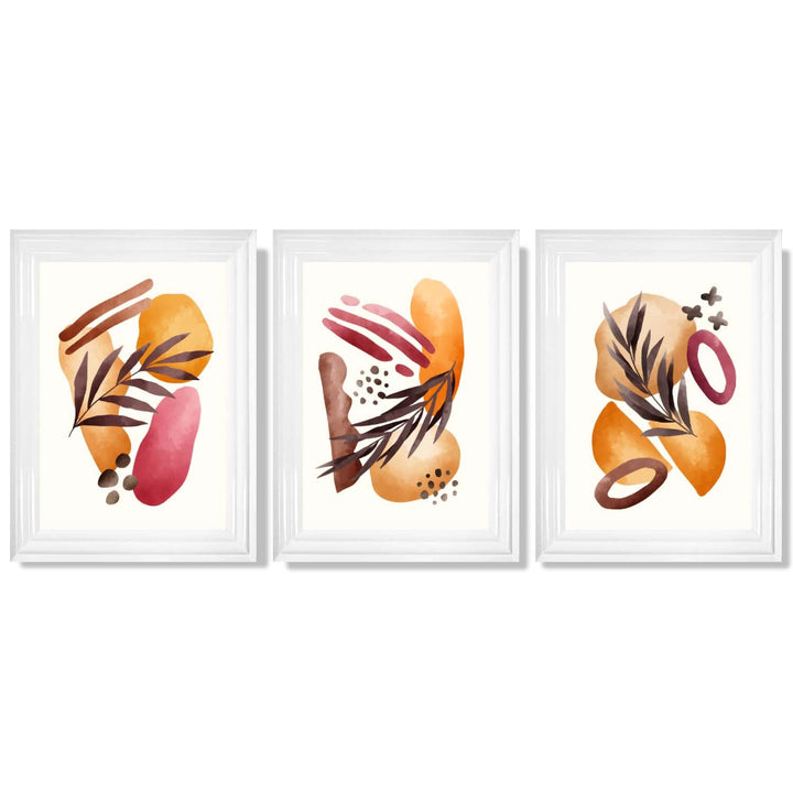 Abstract Autumn Tropical Set of 3 Framed Art Prints | Bowlift
