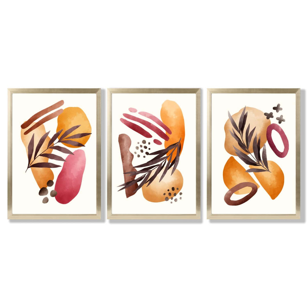 Abstract Autumn Tropical Set of 3 Framed Art Prints | Bowlift