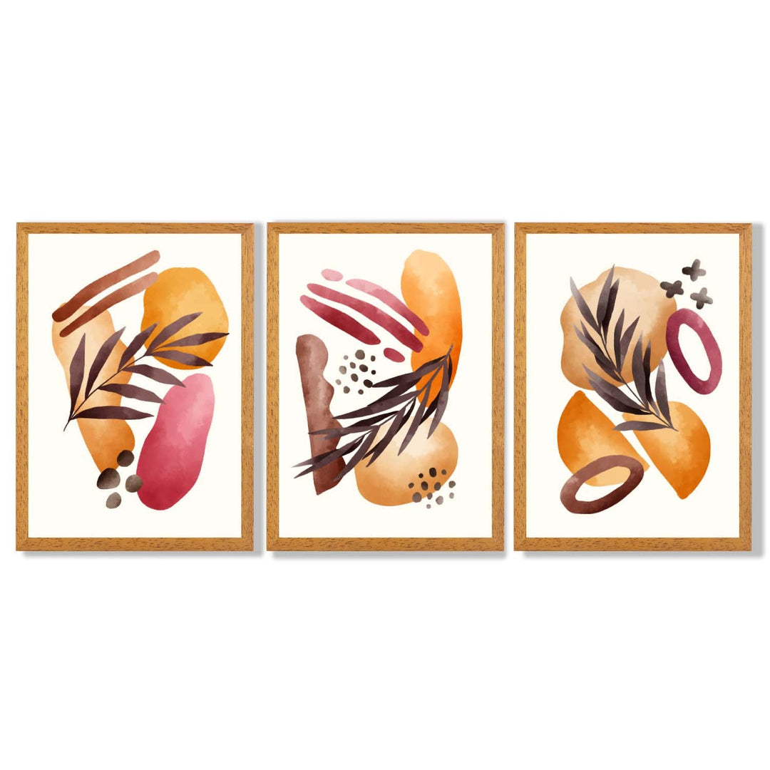 Abstract Autumn Tropical Set of 3 Framed Art Prints | Bowlift