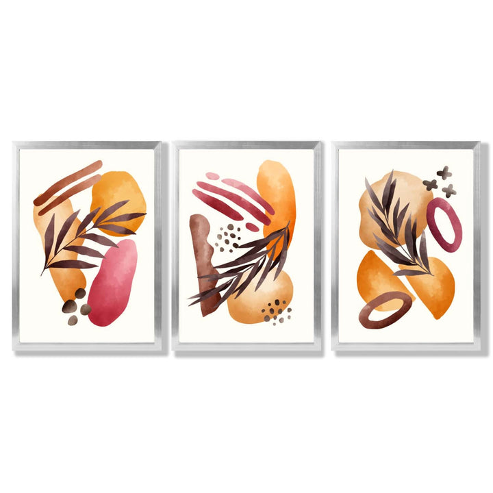 Abstract Autumn Tropical Set of 3 Framed Art Prints | Bowlift