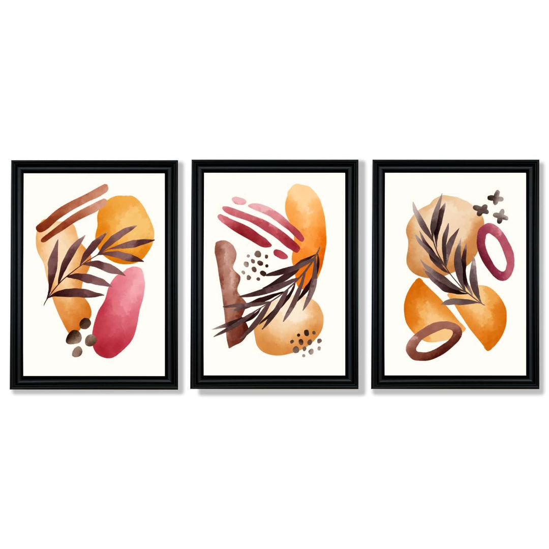 Abstract Autumn Tropical Set of 3 Framed Art Prints | Bowlift