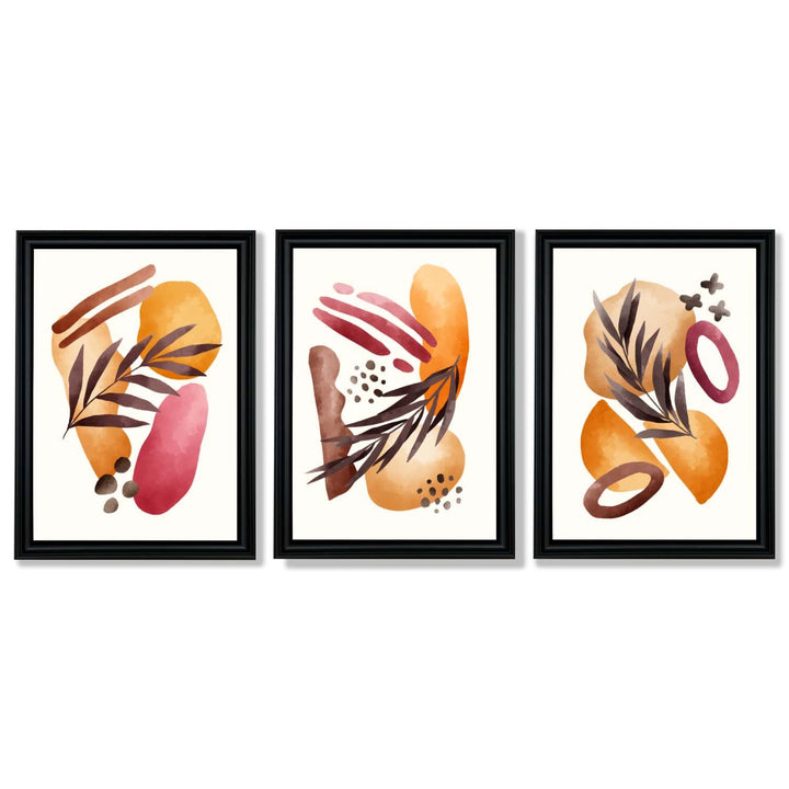 Abstract Autumn Tropical Set of 3 Framed Art Prints | Bowlift