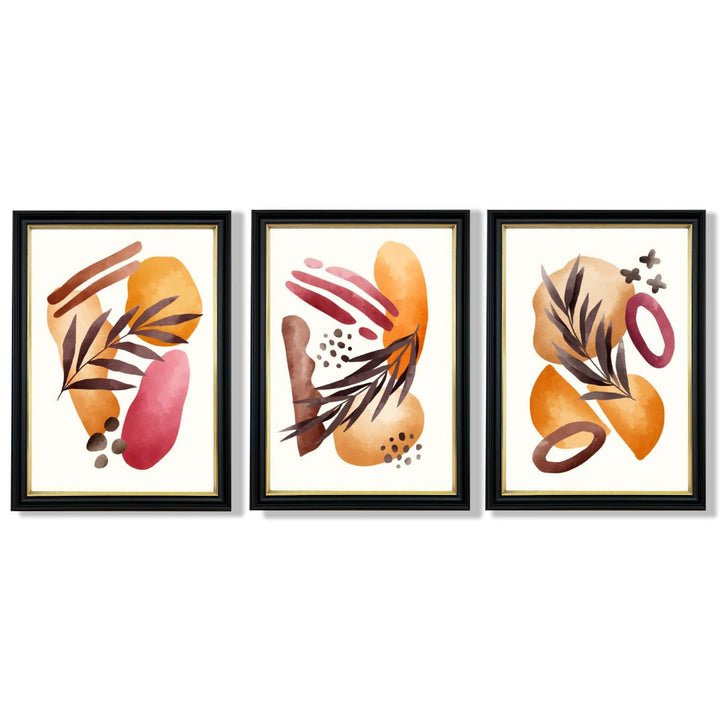 Abstract Autumn Tropical Set of 3 Framed Art Prints | Bowlift