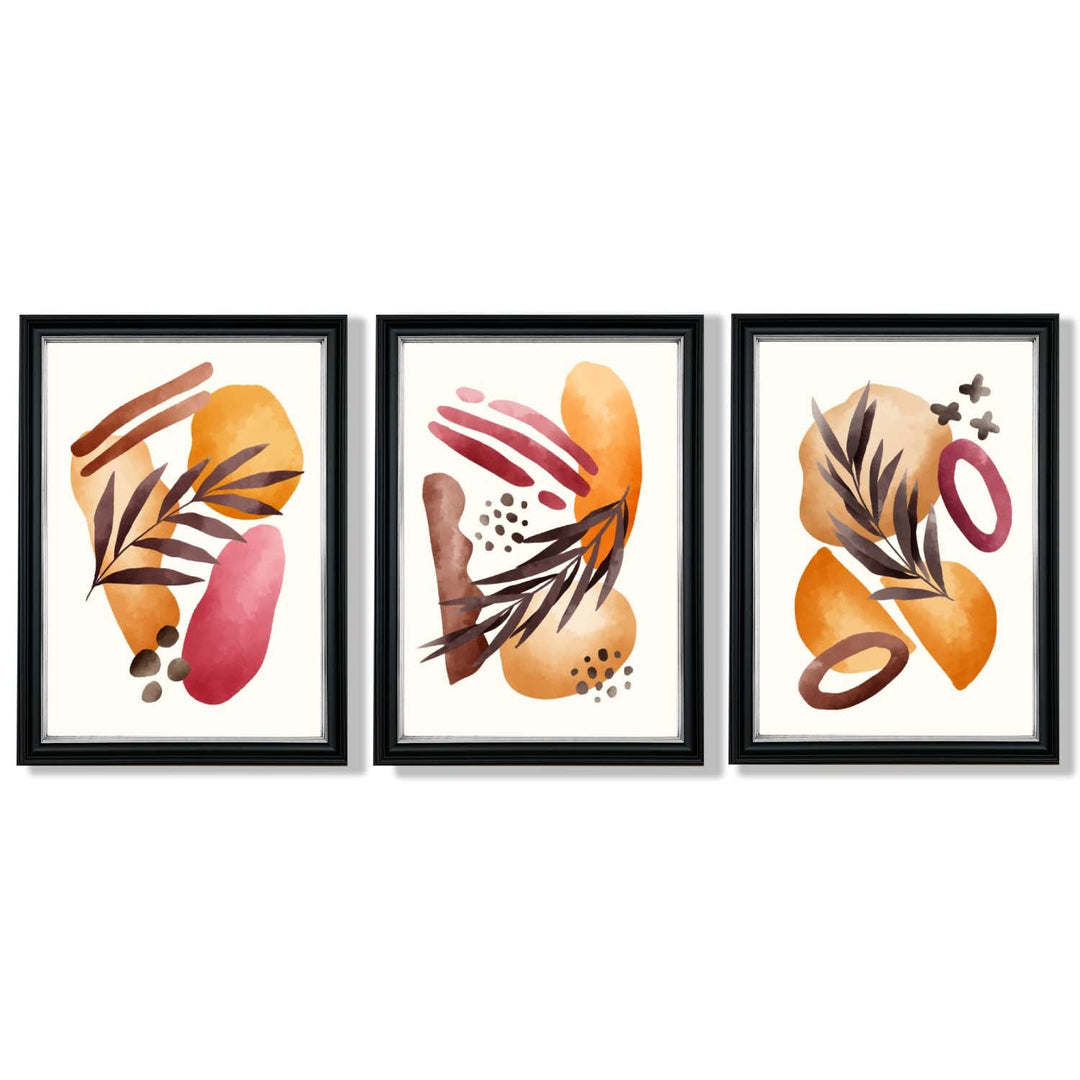 Abstract Autumn Tropical Set of 3 Framed Art Prints | Bowlift