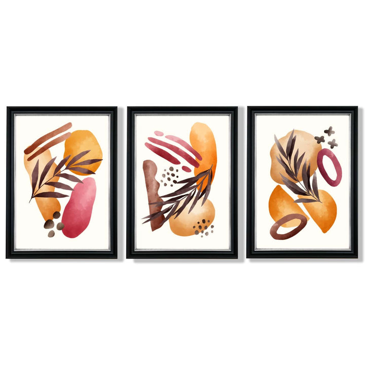 Abstract Autumn Tropical Set of 3 Framed Art Prints | Bowlift
