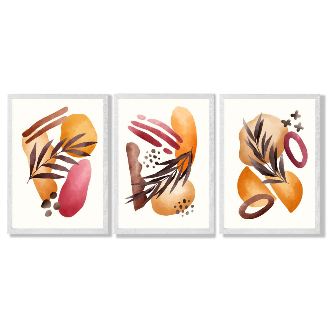 Abstract Autumn Tropical Set of 3 Framed Art Prints | Bowlift
