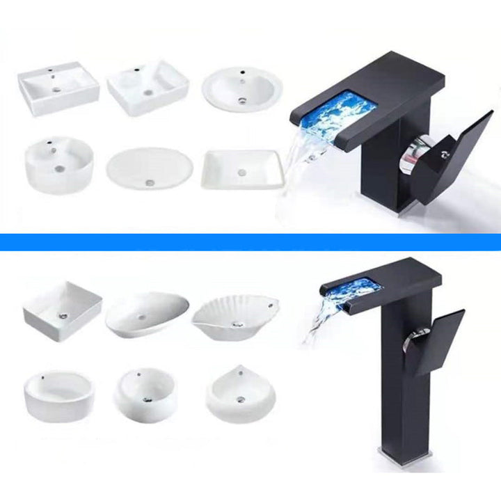 BowLift | Single-Handle Basin Faucet 1-Hole Widely Used Bathroom Sink Faucet with LED Lighting