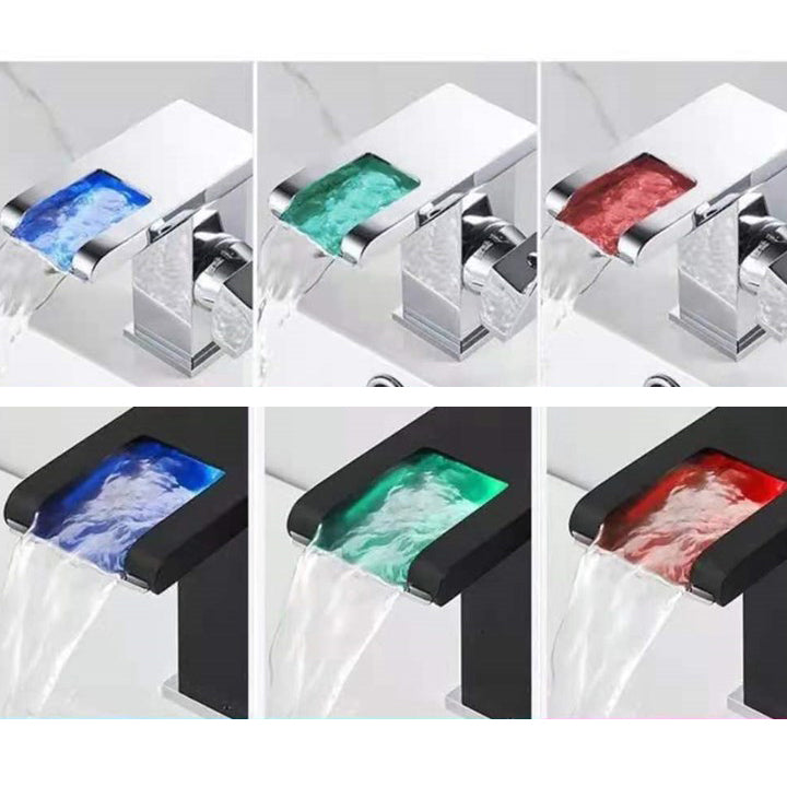 BowLift | Single-Handle Basin Faucet 1-Hole Widely Used Bathroom Sink Faucet with LED Lighting
