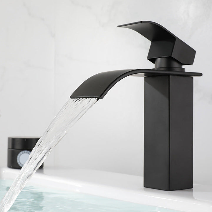 BowLift | Industrial Faucets Faucet Stainless Steel Lever Handles Waterfall Spout Bathroom Faucet
