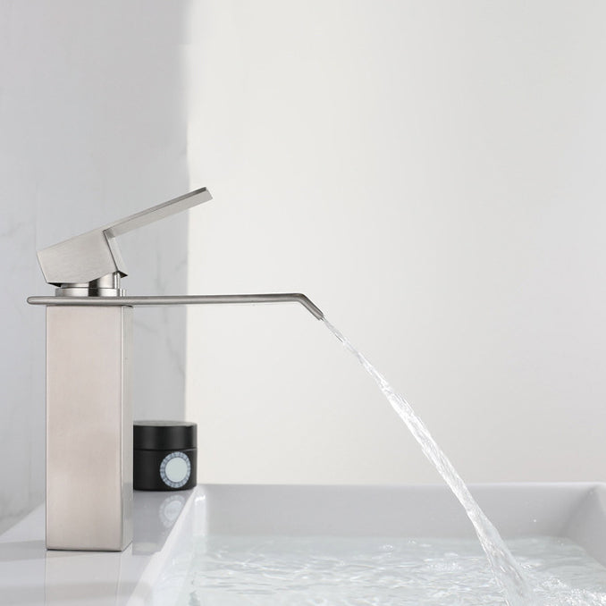 BowLift | Industrial Faucets Faucet Stainless Steel Lever Handles Waterfall Spout Bathroom Faucet