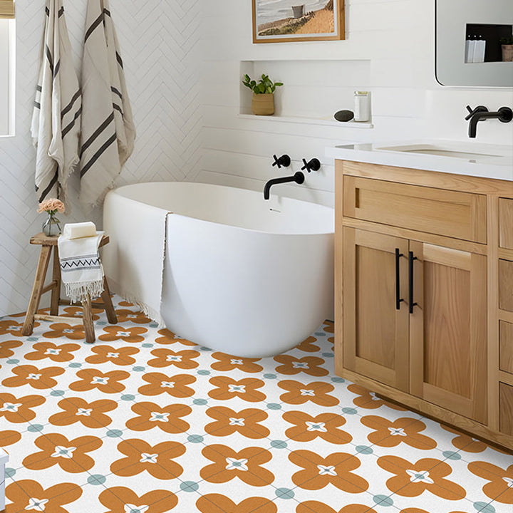 BowLift | Square Inner Layer Vinyl Flooring Floral Pattern Peel and Stick Waterproof Vinyl Flooring