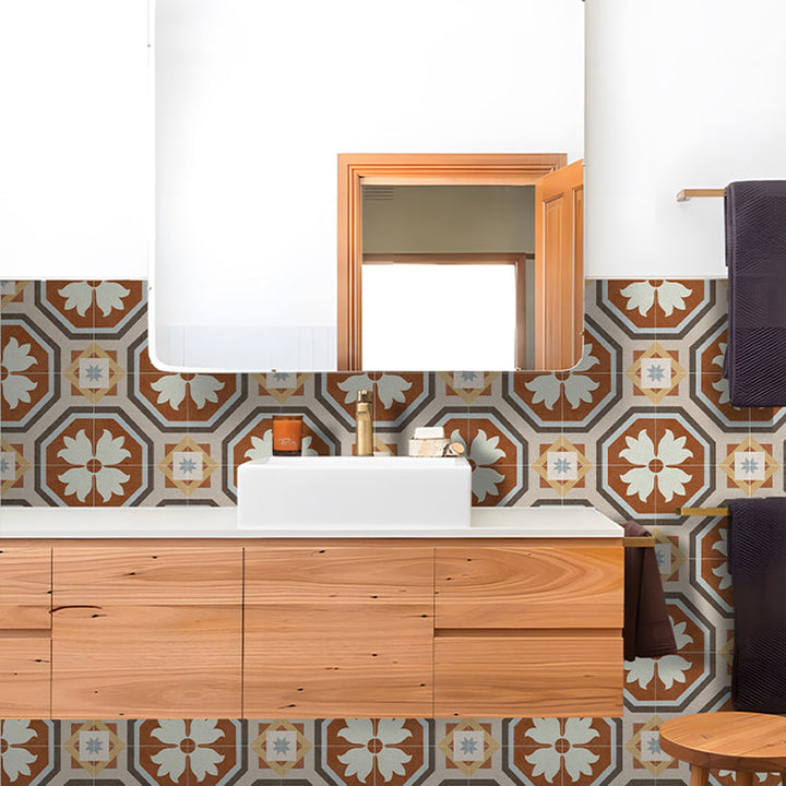 BowLift | Square Indoor Vinyl Floor Peel and Stick Flower Pattern Waterproof Vinyl Floor