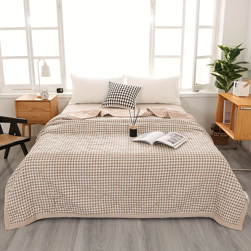 Elegant Preppy Plaid Summer Blanket for Cool Nights | Bowlift
