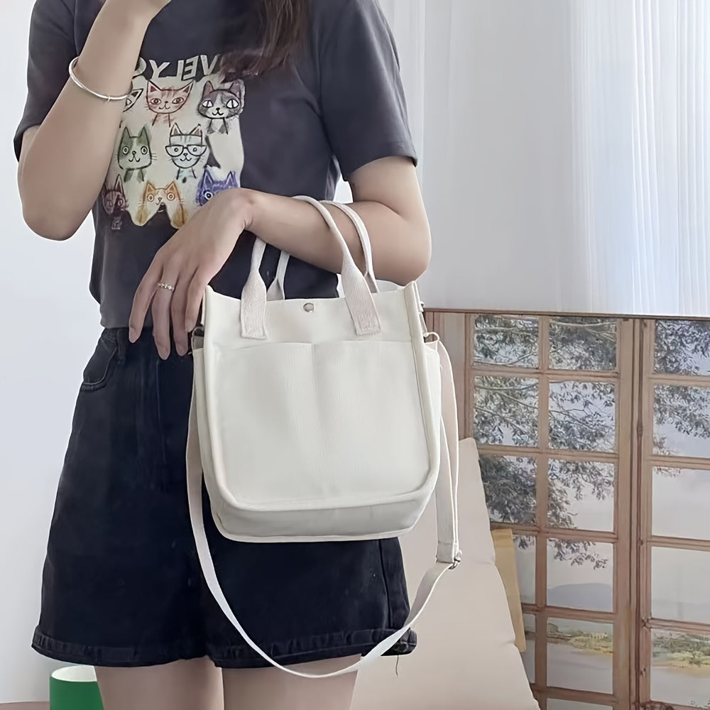 UrbanEase Canvas Slingbag – White shoulder bag with magnetic closure and adjustable strap | Bowlift