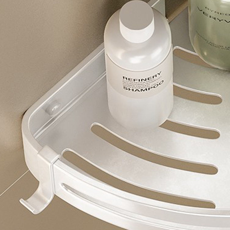 BowLift | Modern white finish bathroom shelf rectangular & triangular bathroom hardware set