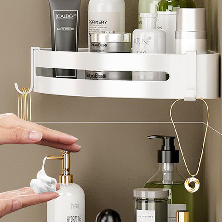 BowLift | Modern white finish bathroom shelf rectangular & triangular bathroom hardware set