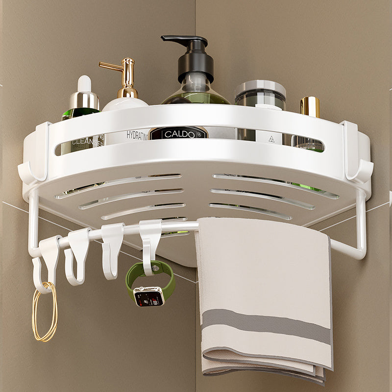 BowLift | Modern white finish bathroom shelf rectangular & triangular bathroom hardware set