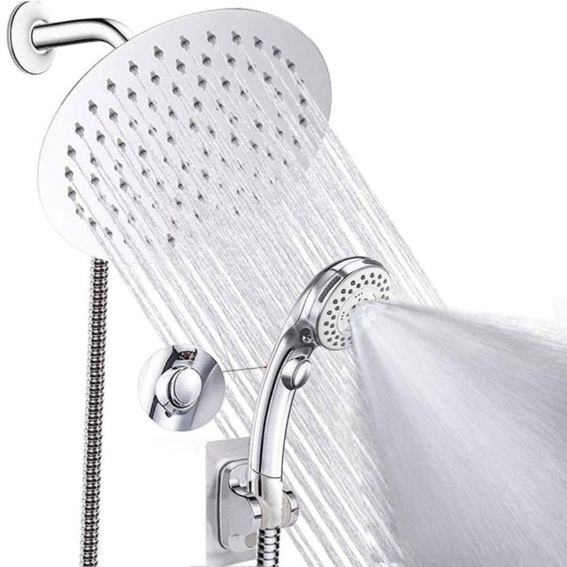 BowLift | Round Dual Shower Head Stainless Steel 5 Spray Patterns Wall Mounted Shower Head