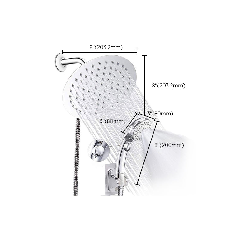 BowLift | Round Dual Shower Head Stainless Steel 5 Spray Patterns Wall Mounted Shower Head