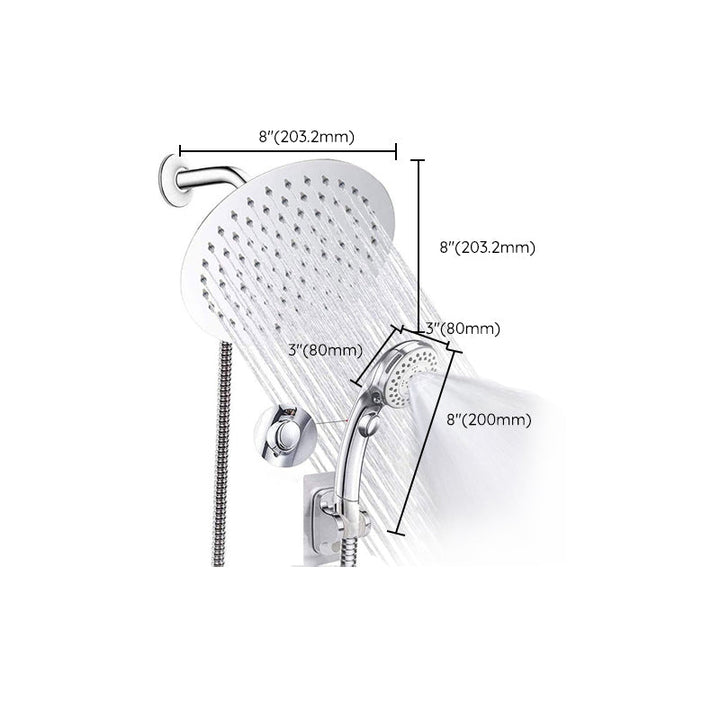 BowLift | Round Dual Showerhead Stainless Steel 5 Spray Patterns Wall Mounted Showerhead