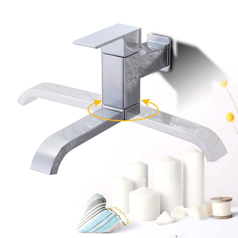 BowLift | Contemporary Wall Mounted Bathroom Faucet Lever Handles Low Arc Swivel Brass Faucet