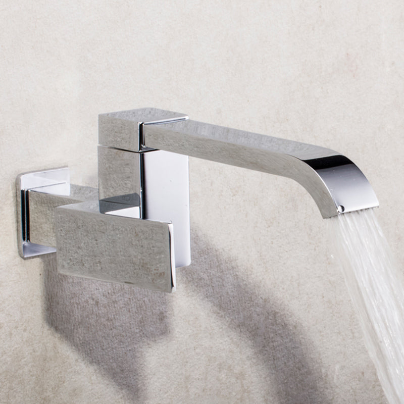 BowLift | Contemporary Wall Mounted Bathroom Faucet Lever Handles Low Arc Swivel Brass Faucet