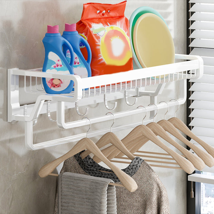 BowLift | Contemporary bathroom accessory set made of matte stainless steel-aluminum with bathrobe hook/bath shelf