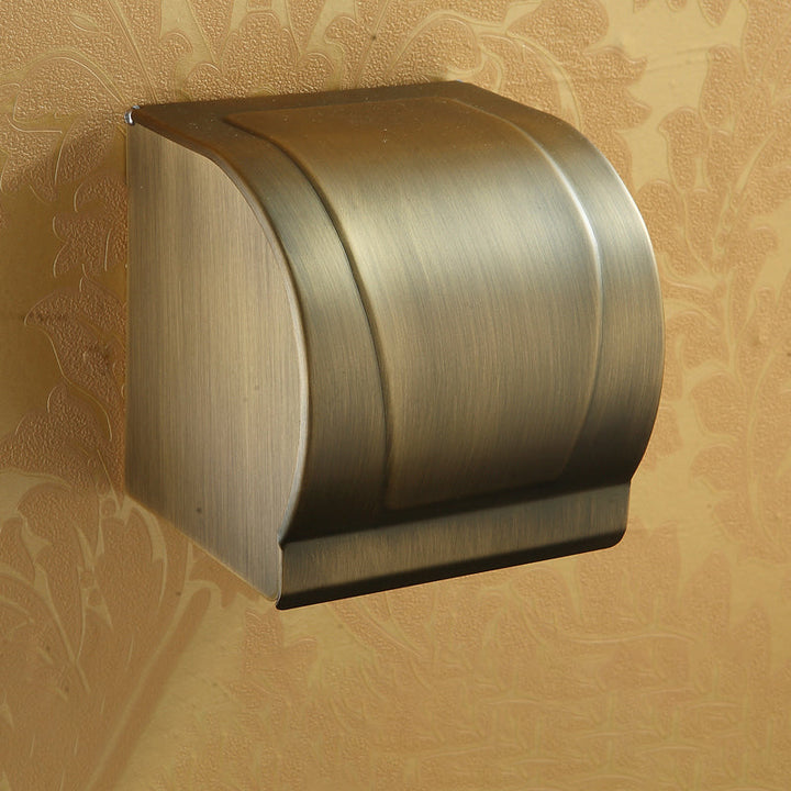 BowLift | Worn Brass Traditional Bathroom Set with Bath Shelf/Paper Holder & Towel Bar