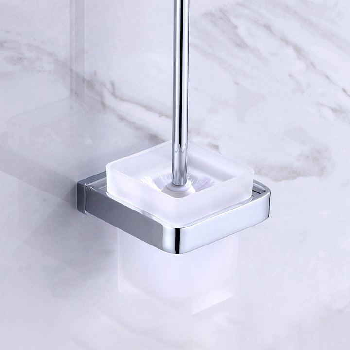 BowLift | Chrome brass modern bathroom accessory set with towel bar/ ring/ paper holder & bathrobe hook