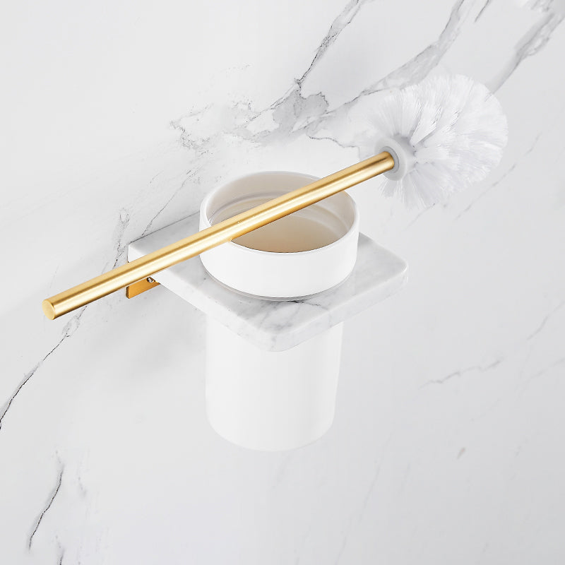 BowLift | Brushed Brass Bathroom Accessory Set Metal & Marble Bathroom Hardware Set with Bathtub Shelf