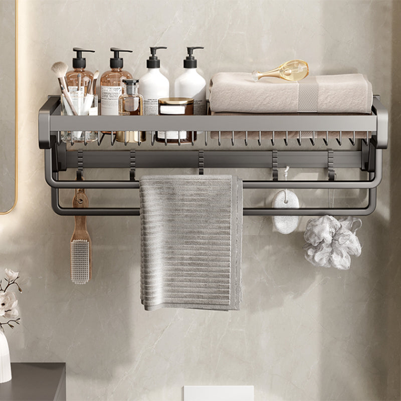 BowLift | Contemporary bathroom accessory set made of matte stainless steel-aluminum with bathrobe hook/towel rail