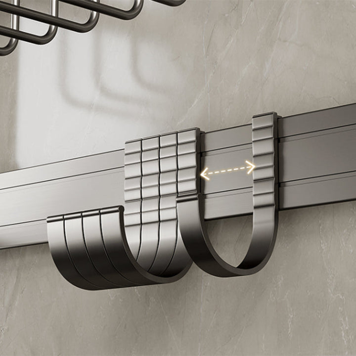 BowLift | Contemporary bathroom accessory set made of matte stainless steel-aluminum with bathrobe hook/towel rail