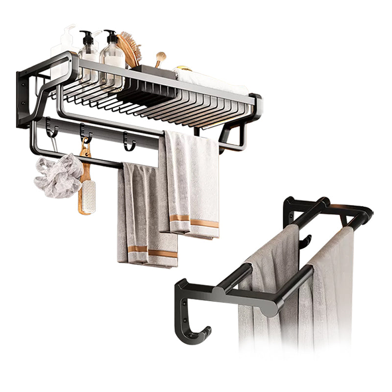 BowLift | Contemporary bathroom accessory set made of matte stainless steel-aluminum with bathrobe hook/towel rail
