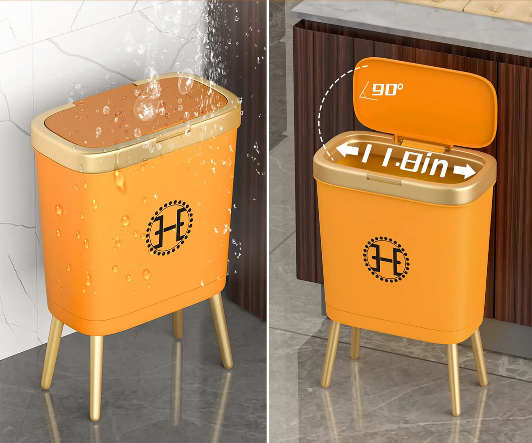 GoldenSlim Modern Trash Can with Lid Bowlift