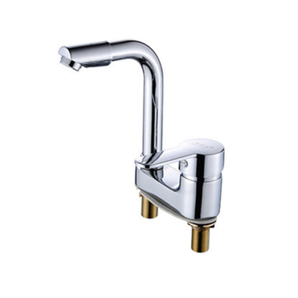 BowLift | Chrome Round Washbasin Faucet with Swivel Spout for the Bathroom