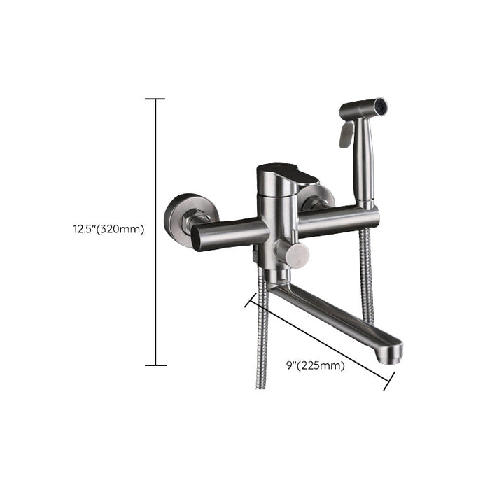 BowLift | Wall-mounted metal bathtub filling low arch swivel bathtub mixer