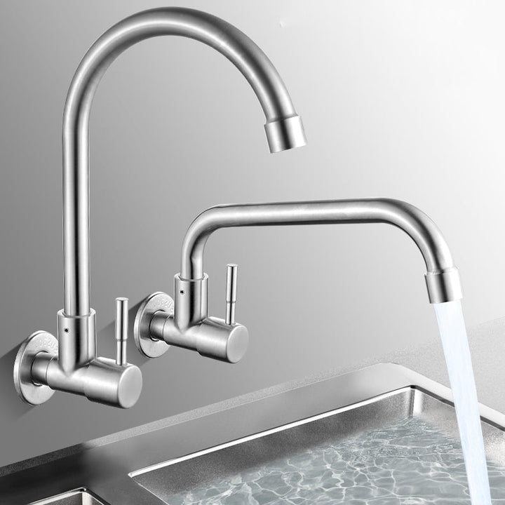 BowLift | Modern Bridge Water Faucet 304 Stainless Steel Knob Handle Swivel Spout Wall Mounted Faucet
