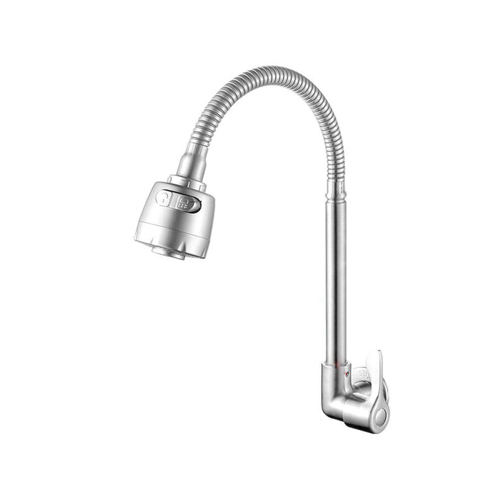 BowLift | Modern Bridge Water Faucet 304 Stainless Steel Knob Handle Swivel Spout Wall Mounted Faucet