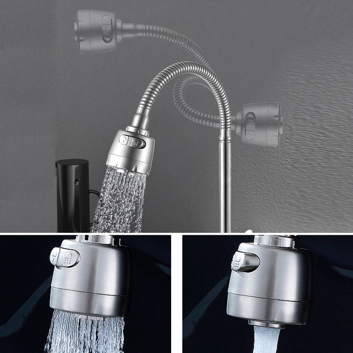 BowLift | Modern Bridge Faucet 304 Stainless Steel Knob Handle Swivel Spout Wall Mounted Faucet