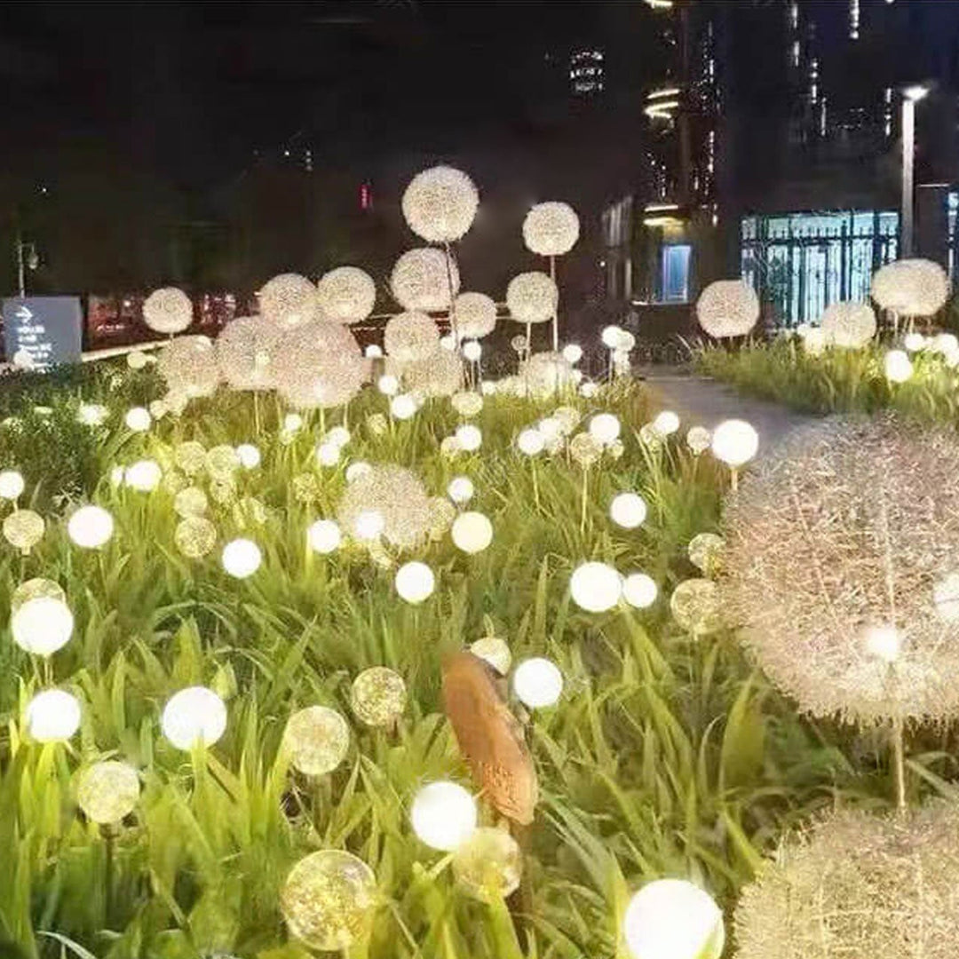 Solar Dandelion Aluminum Wire Globe Light LED Outdoor Waterproof Luminous Garden Insert Ground Landscape Light | Bowlift