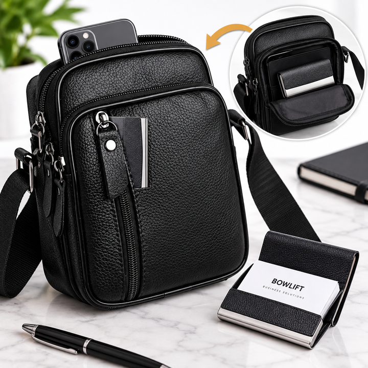 Compact Pebbled Faux Leather Crossbody Organizer Bag Bowlift