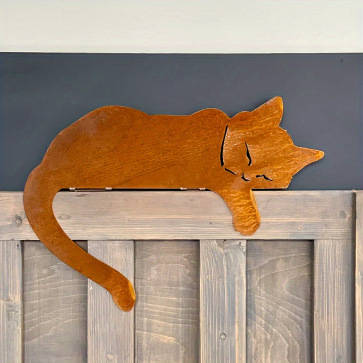 BowLift | Garden figure Sleeping Cat | Rustic Design | Weatherproof Iron | Decorative Highlight for Outdoor Areas