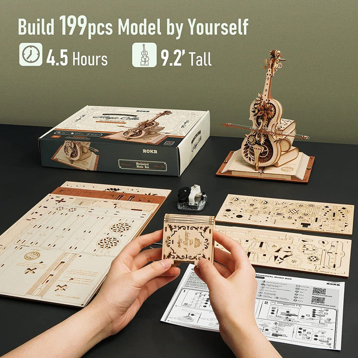 BowLift | DIY Wooden Cello, Self Playing Musical Instrument, Magic Music Box, Cool Gift Ideas