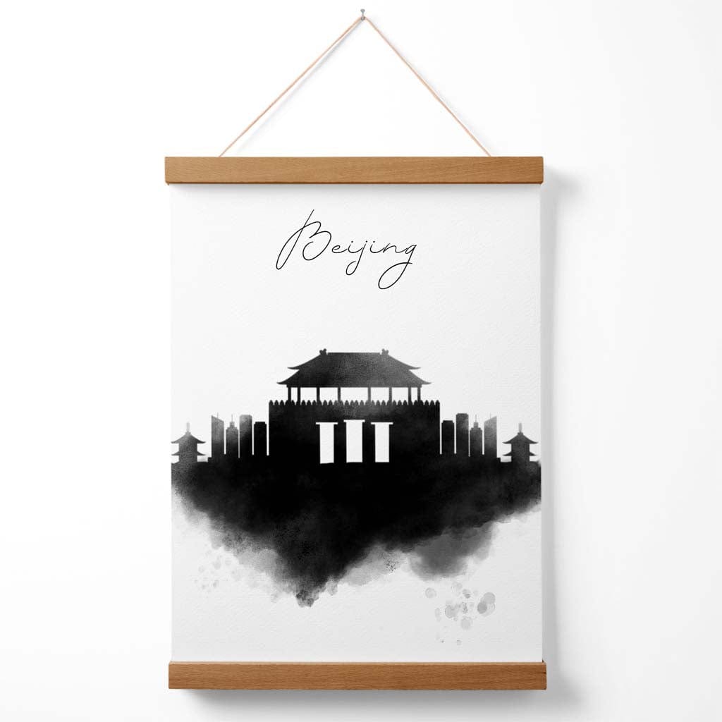 Beijing Watercolor Skyline City Poster with Hanger | Bowlift